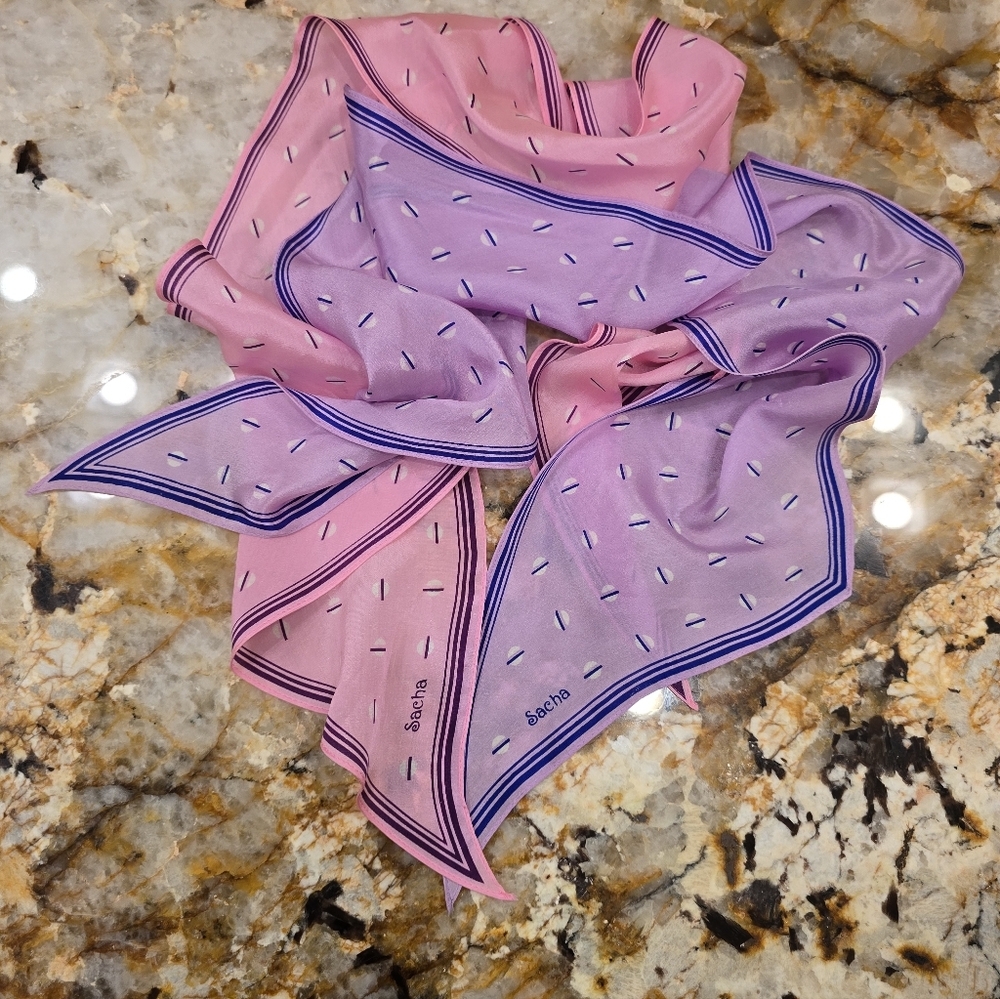 Vintage Sacha For Basha Silk Scarf Pink Purple